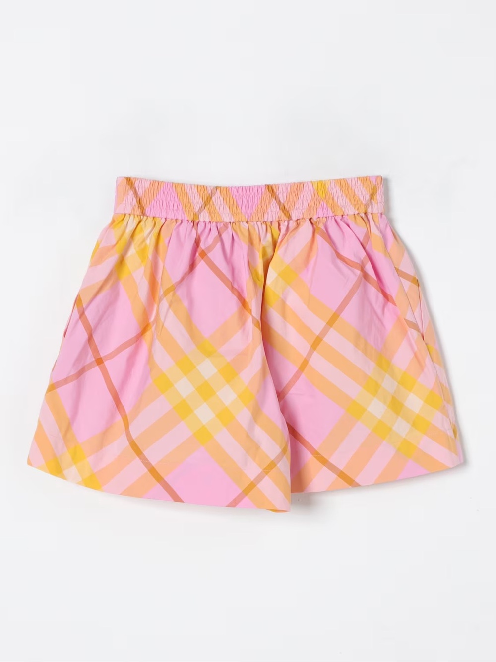 BURBERRY KIDS Girls Marcy Check Cotton Stretch Waist Shorts in Pink Size